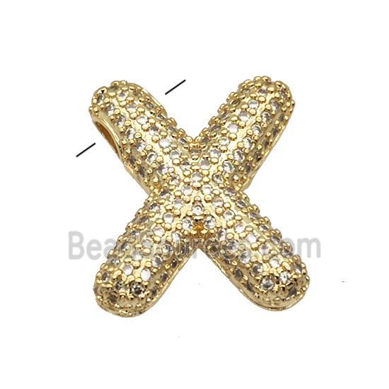 Copper Pendant Pave Zircon Letter-X Gold Plated