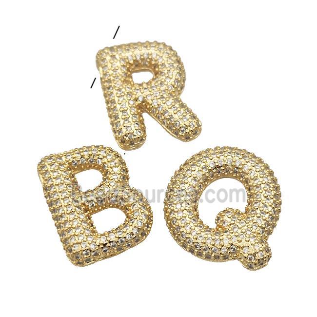 Copper Letter Pendant Micro Pave Zirconia Alphabet Gold Plated Mixed