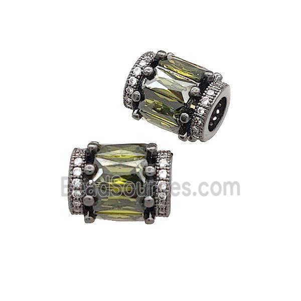 Copper Tube Beads Pave Olive Zircon Large Hole Black Plated