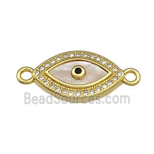 Evil Eye Charms Copper Connector Pave Shell Zirconia 18K Gold Plated