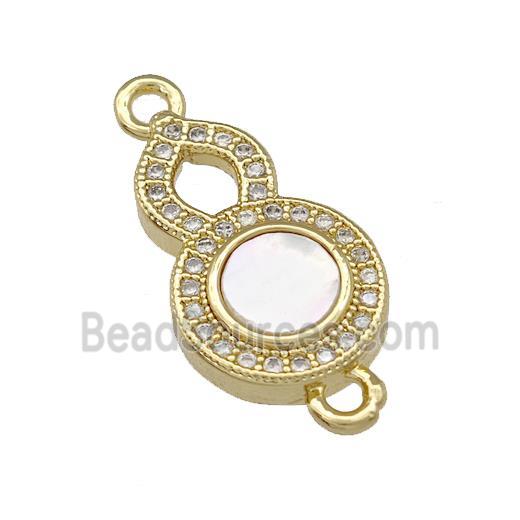 Copper Gourd Connector Pave Shell Zirconia 18K Gold Plated