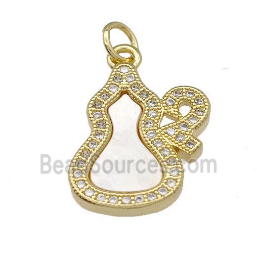 Copper Gourd Pendant Pave Shell Zirconia 18K Gold Plated