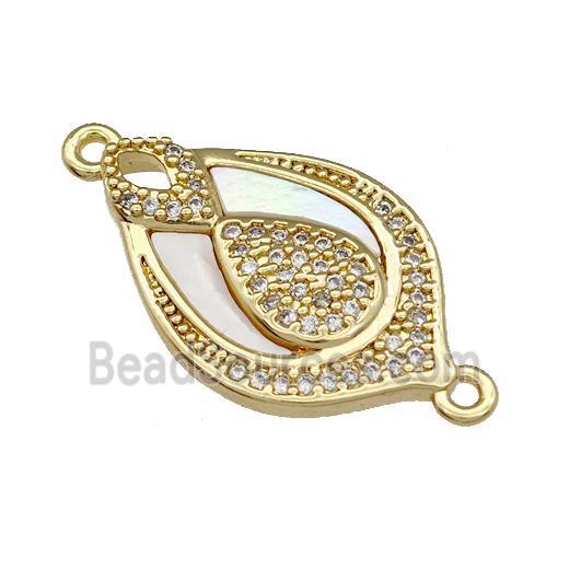 Copper Teardrop Connector Pave Shell Zircon 18K Gold Plated