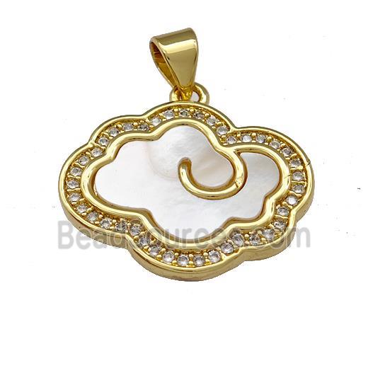 Copper Cloud Pendant Pave Shell Zirconia 18K Gold Plated