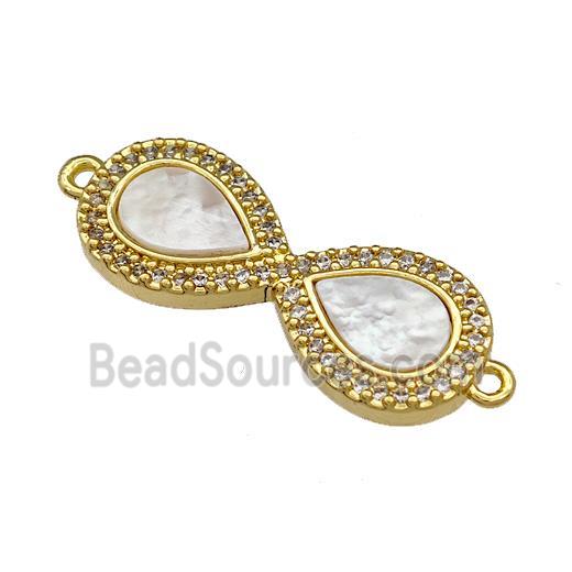 Copper Infinity Connector Pave Shell Zirconia 18K Gold Plated