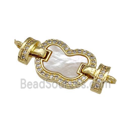 Copper Apple Connector Pave Shell Zirconia 18K Gold Plated