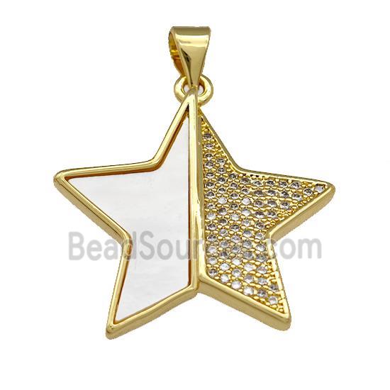 Copper Star Pendant Pave Shell Zirconia 18K Gold Plated