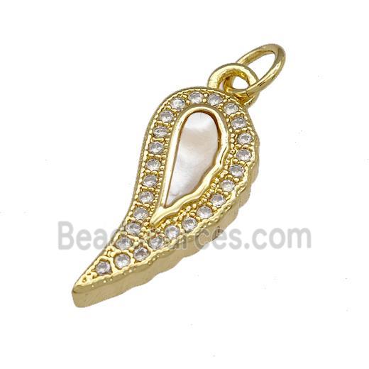 Copper Leaf Pendant Pave Shell Zirconia 18K Gold Plated