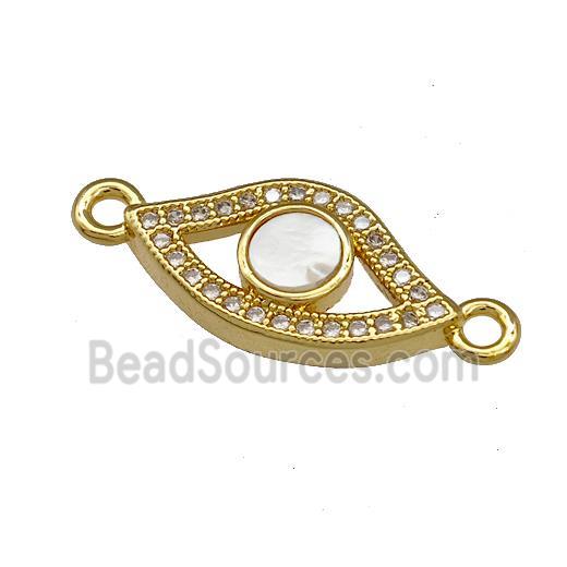 Copper Lips Connector Pave Shell Zirconia 18K Gold Plated