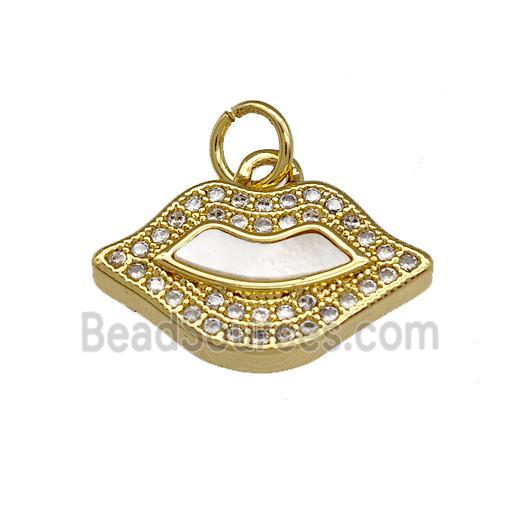 Copper Lips Pendant Pave Shell Zirconia 18K Gold Plated