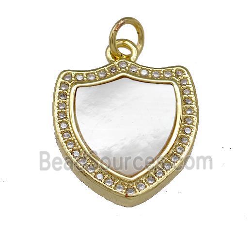 Copper Shield Pendant Pave Shell Zirconia 18K Gold Plated