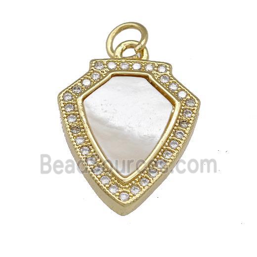 Copper Shield Pendant Pave Shell Zirconia 18K Gold Plated