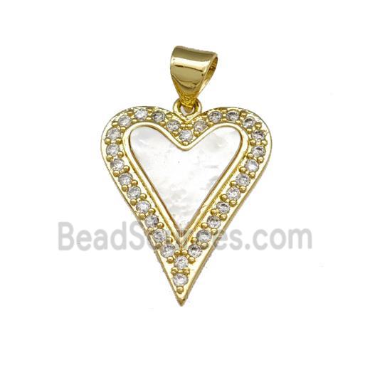 Copper Heart Pendant Pave Shell Zirconia 18K Gold Plated