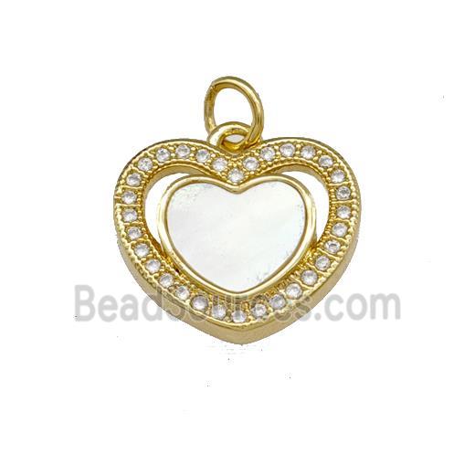 Copper Heart Pendant Pave Shell Zirconia 18K Gold Plated