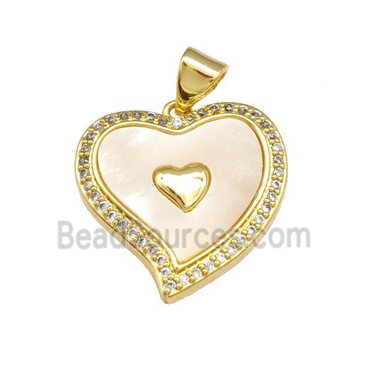 Copper Heart Pendant Pave Shell Zirconia 18K Gold Plated