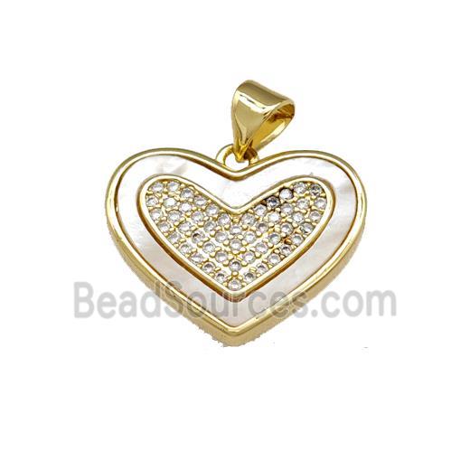 Copper Heart Pendant Pave Shell Zirconia 18K Gold Plated