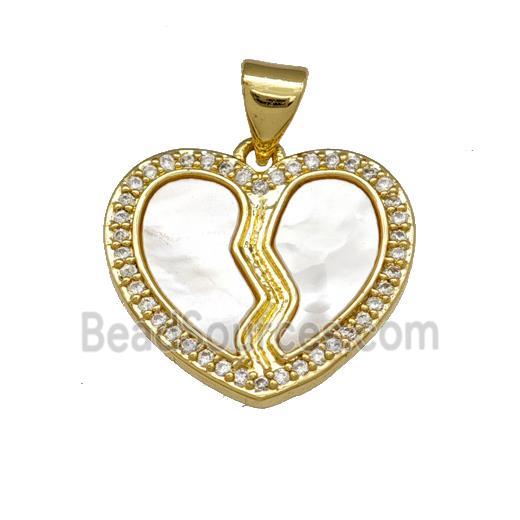 Copper Heart Pendant Pave Shell Zirconia 18K Gold Plated