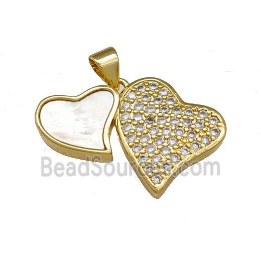 Copper Heart Pendant Pave Shell Zirconia 18K Gold Plated