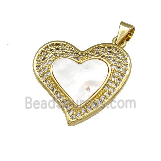 Copper Heart Pendant Pave Shell Zirconia 18K Gold Plated