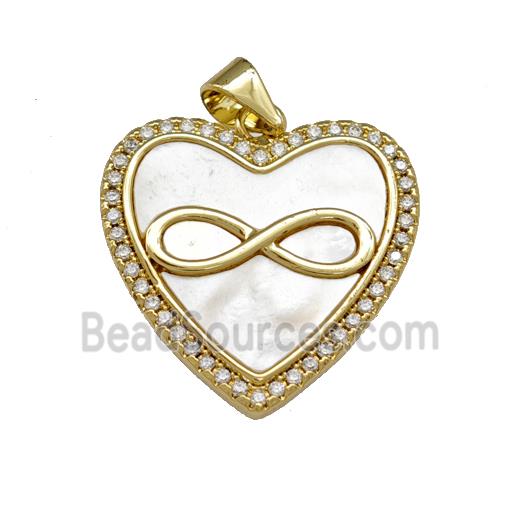 Copper Heart Pendant Pave Shell Zirconia Infinity 18K Gold Plated