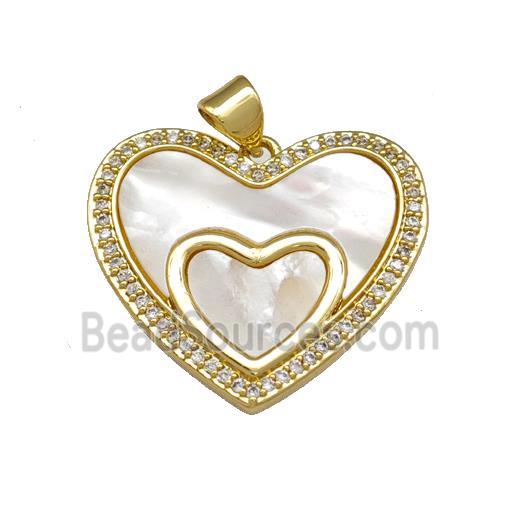 Copper Heart Pendant Pave Shell Zirconia 18K Gold Plated