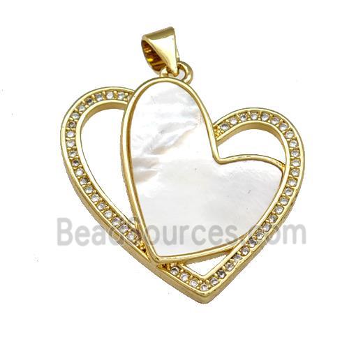 Copper Heart Pendant Pave Shell Zirconia 18K Gold Plated