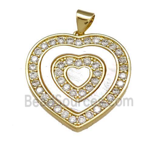 Copper Heart Pendant Pave Shell Zirconia 18K Gold Plated