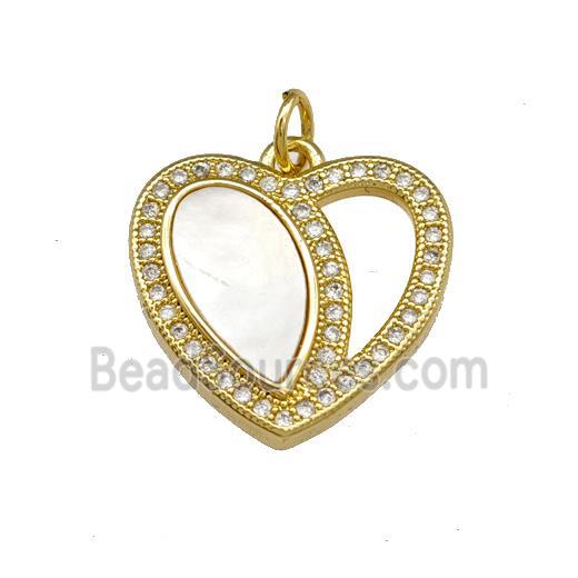 Copper Heart Pendant Pave Shell Zirconia 18K Gold Plated