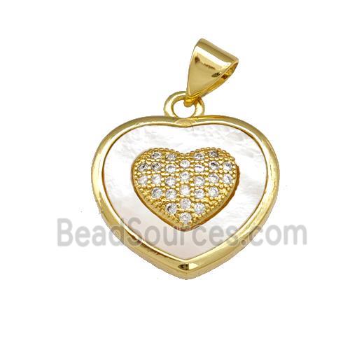 Copper Heart Pendant Pave Shell Zirconia 18K Gold Plated