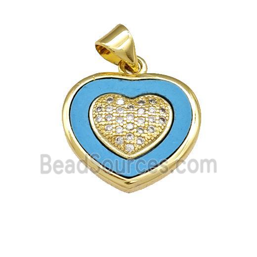 Copper Heart Pendant Pave Shell Zirconia 18K Gold Plated