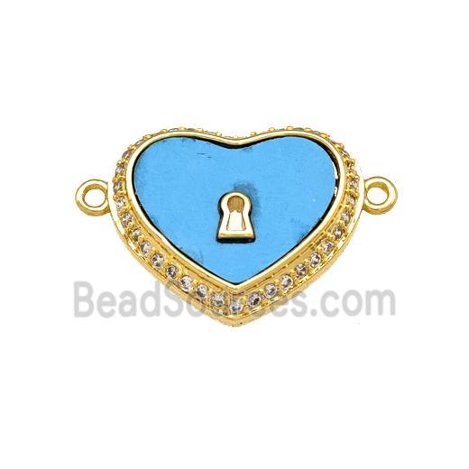 Copper Heart Connector Pave Shell Zirconia 18K Gold Plated