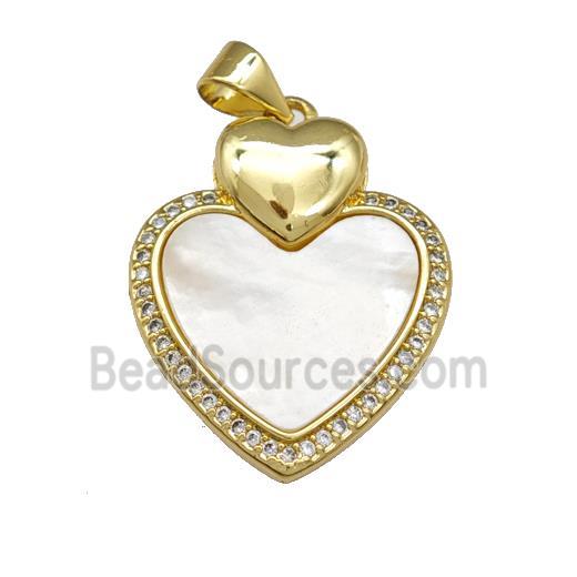 Copper Heart Pendant Pave Shell Zirconia 18K Gold Plated