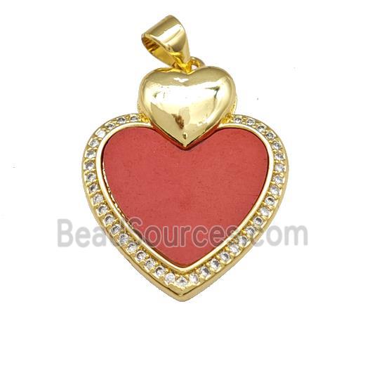 Copper Heart Pendant Pave Shell Zirconia 18K Gold Plated