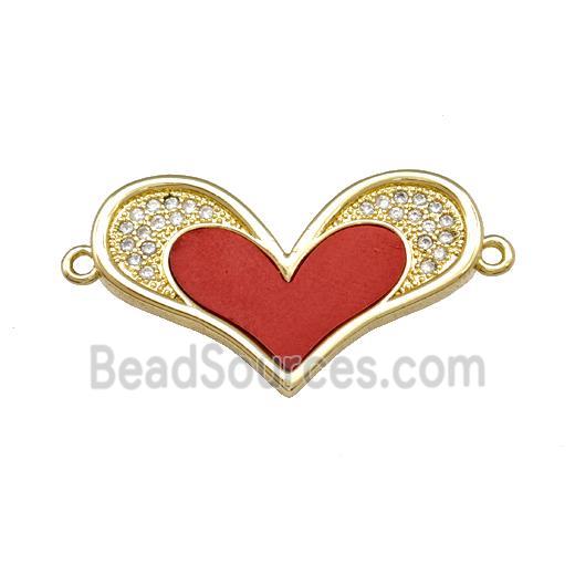 Copper Heart Connector Pave Shell Zirconia 18K Gold Plated