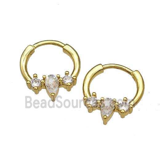 Copper Hoop Earrings Micro Pave Zirconia Gold Plated