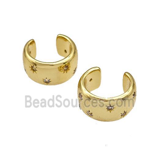 Copper Clip Earrings Micro Pave Zirconia Gold Plated