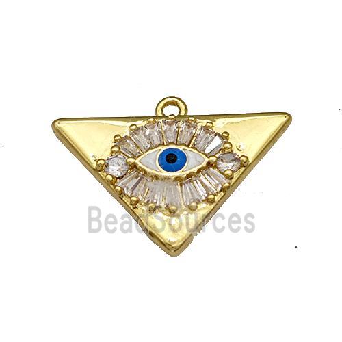 Copper Evil Eye Charms Pendant Micro Pave Zirconia Triangle Gold Plated