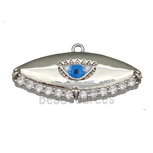 Copper Evil Eye Charms Pendant Micro Pave Zirconia Platinum Plated