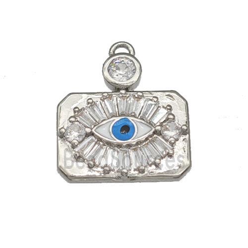 Copper Evil Eye Charms Pendant Micro Pave Zirconia Platinum Plated