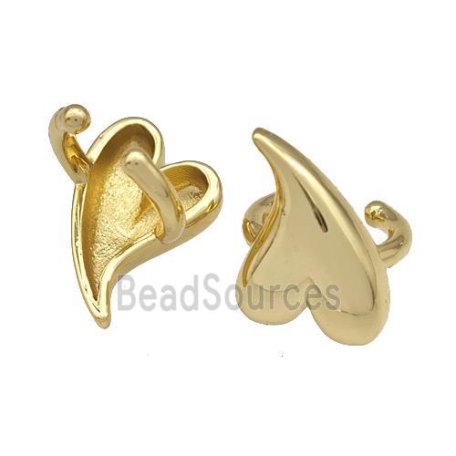 Copper Clip Earrings Heart Gold Plated