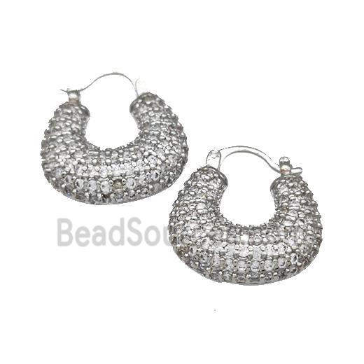 Copper Latchback Earrings Micro Pave Zirconia Platinum Plated