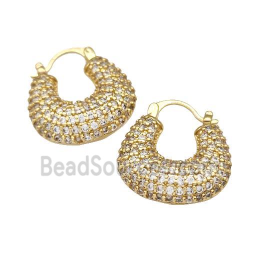 Copper Latchback Earrings Micro Pave Zirconia Gold Plated