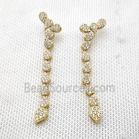 Copper Stud Earrings Micro Pave Zirconia Gold Plated