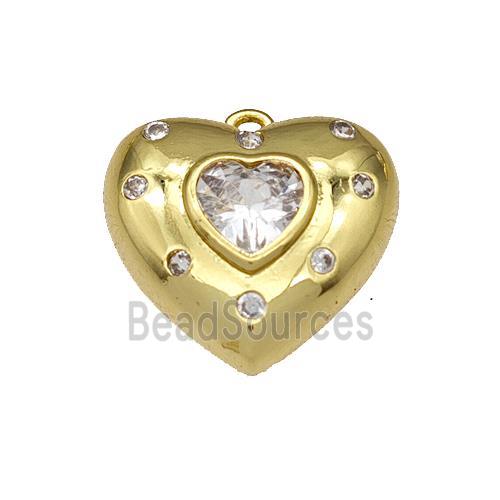 Copper Heart Pendant Micro Pave Zirconia Gold Plated