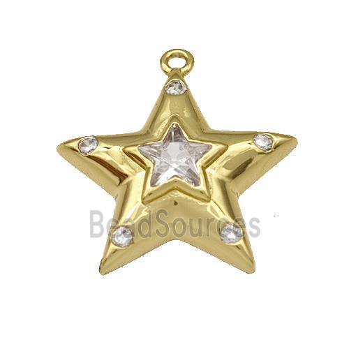 Copper Star Pendant Micro Pave Zirconia Gold Plated