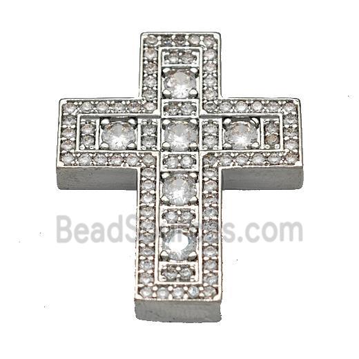 Copper Cross Pendant Micro Pave Zirconia Platinum Plated