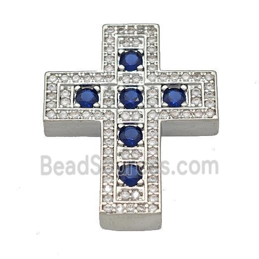 Copper Cross Pendant Micro Pave Zirconia Platinum Plated