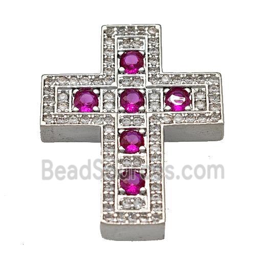 Copper Cross Pendant Micro Pave Zirconia Platinum Plated