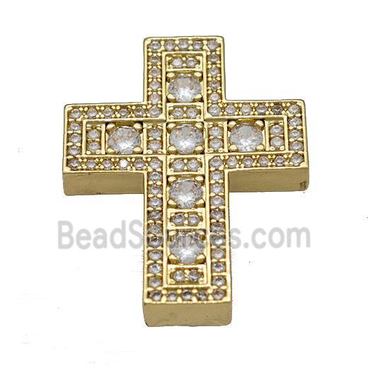 Copper Cross Pendant Micro Pave Zirconia Gold Plated