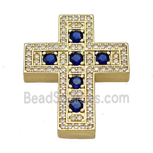 Copper Cross Pendant Micro Pave Zirconia Gold Plated